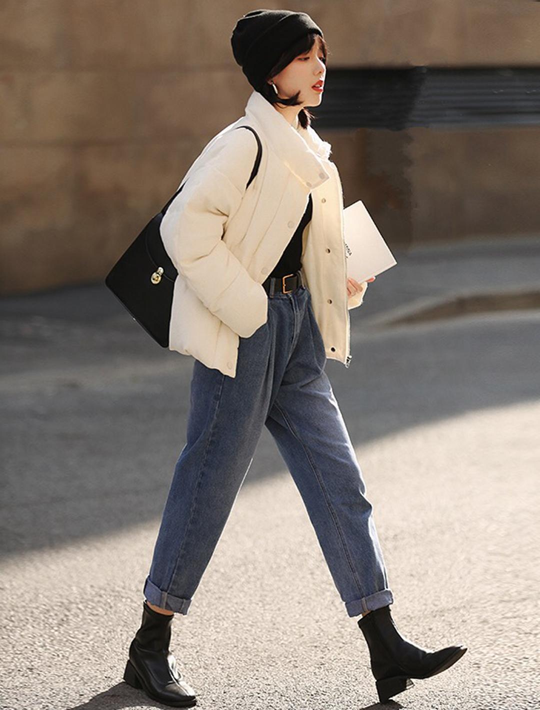 马丁靴冬天裤子,马丁靴长筒秋冬过膝搭配示范