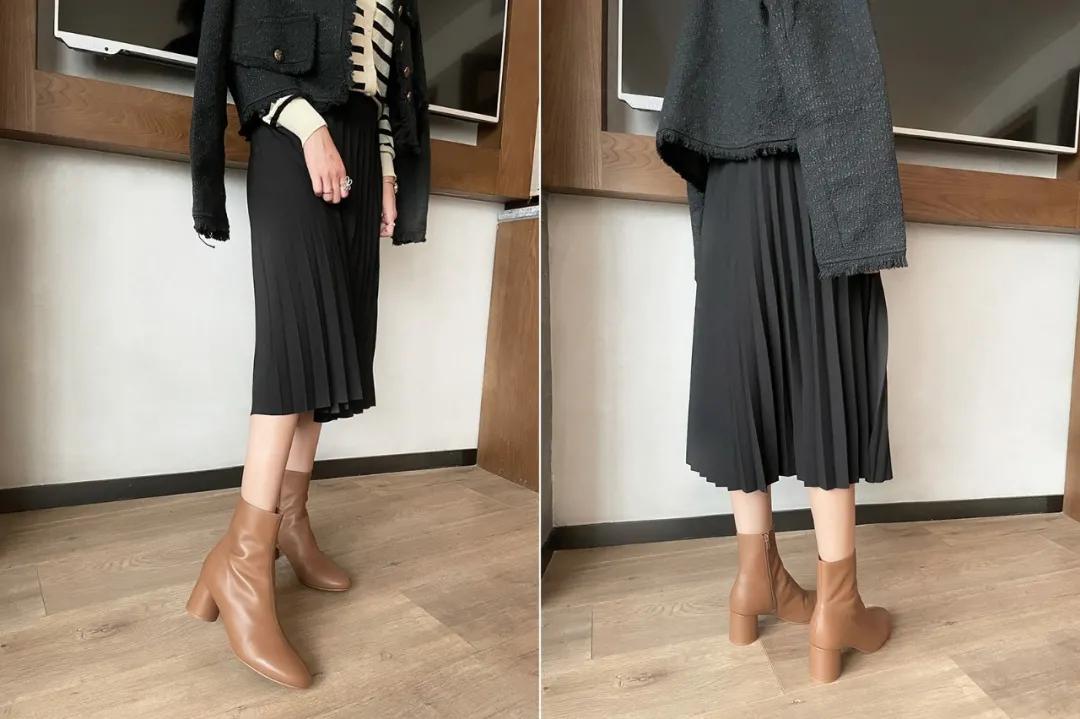 时髦大气的短靴整个look气场提升,牛仔裤短靴入冬正流行好看又高级