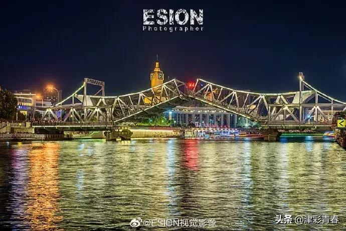 解放桥开启的精彩瞬间,天津解放桥开桥瞬间