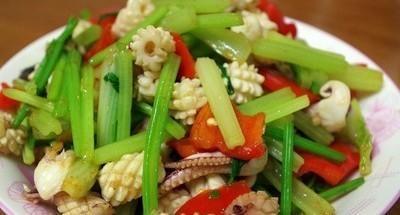 青椒蒜苔蘑菇炒肉的家常做法大全,芹菜炒鱿鱼茶树菇