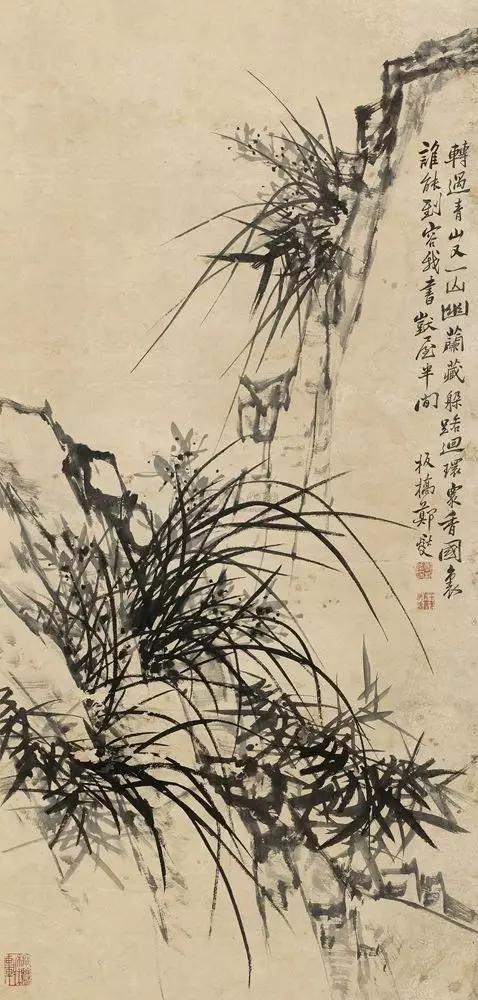 赏析郑板桥写意兰花画,郑板桥题画兰草书图片