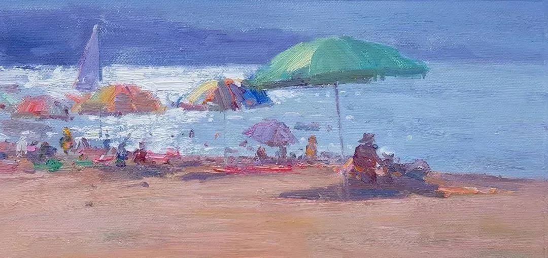 氛围感风景油画作品简单初学者,简单的小清新系油画