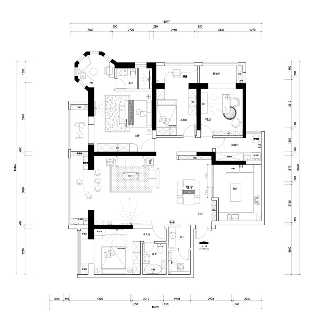 鲁班装饰孔雀湾,昆明澜庭别墅装修案例