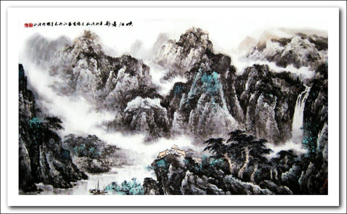 溪山山水画作品,郭金标高清山水画