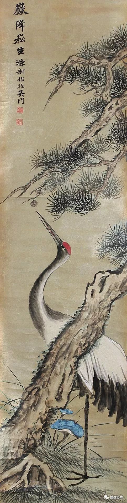 松鹤延年比较有名的图画,写意松鹤图看一下