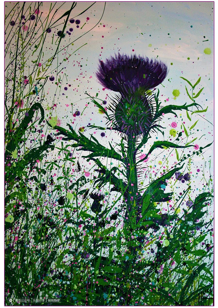 膏状水彩颜料绘画花草,藤蔓植物创意画颜料