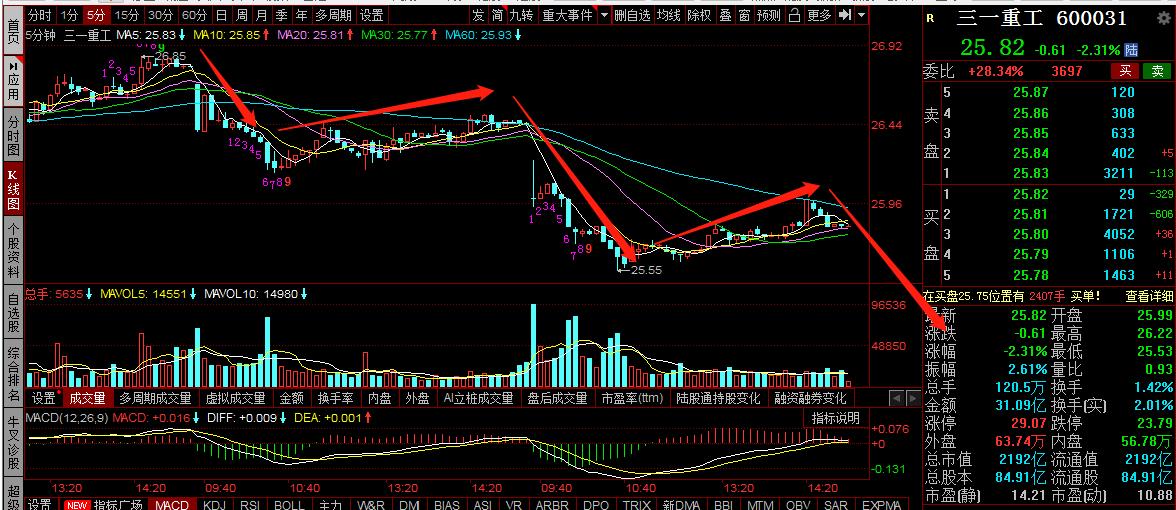 三一重工今天主力资金流分析,三一重工今天大涨明天走势如何