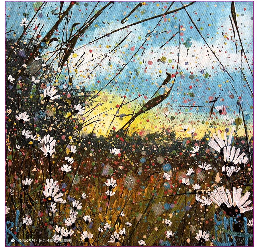 膏状水彩颜料绘画花草,藤蔓植物创意画颜料