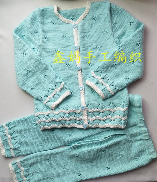 鑫妈手工编织：小三角圆领开衫套装（附详细编织说明