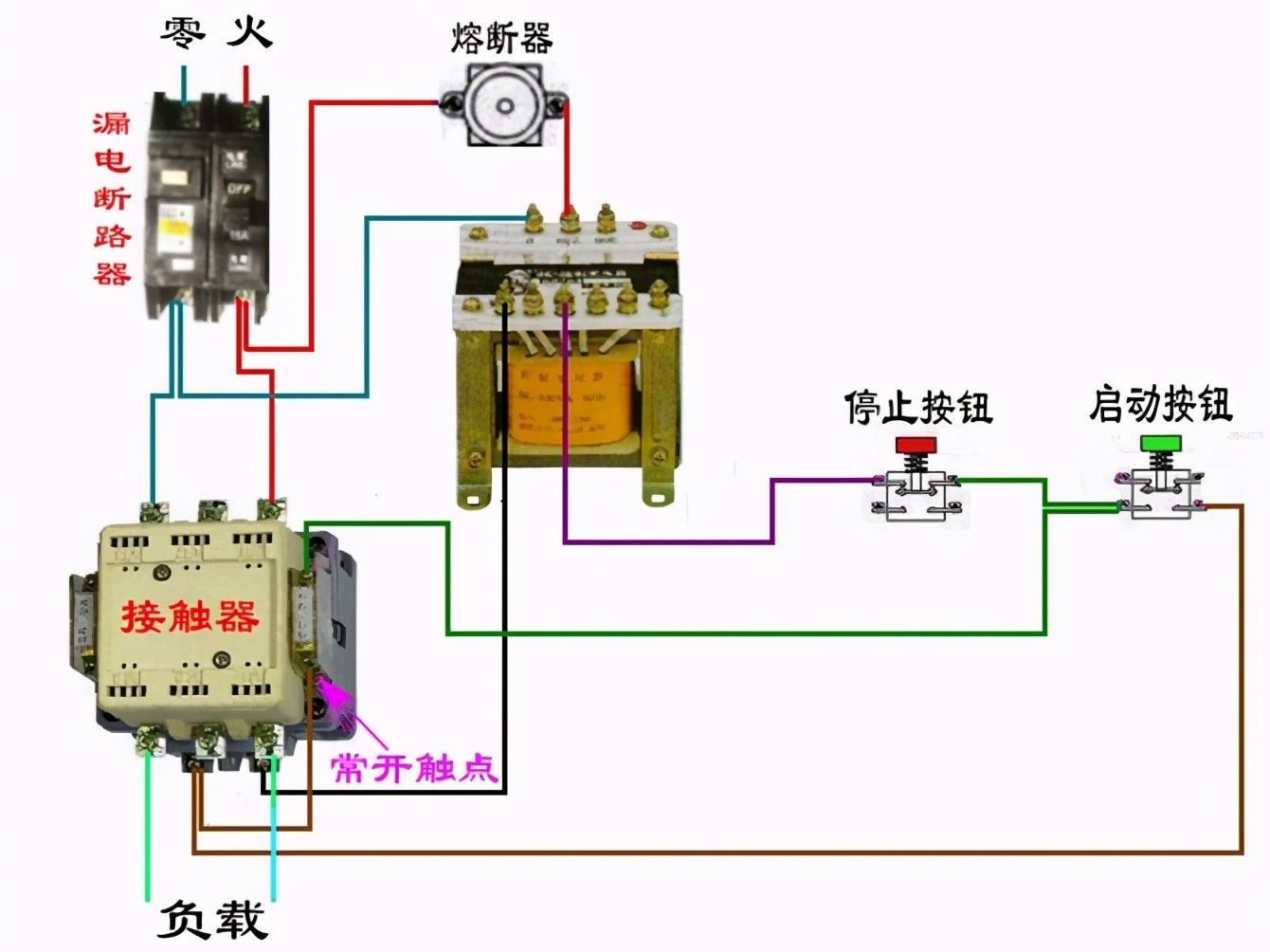 电工接触器控制回路怎么接线整齐,dz108断路器与接触器接线图
