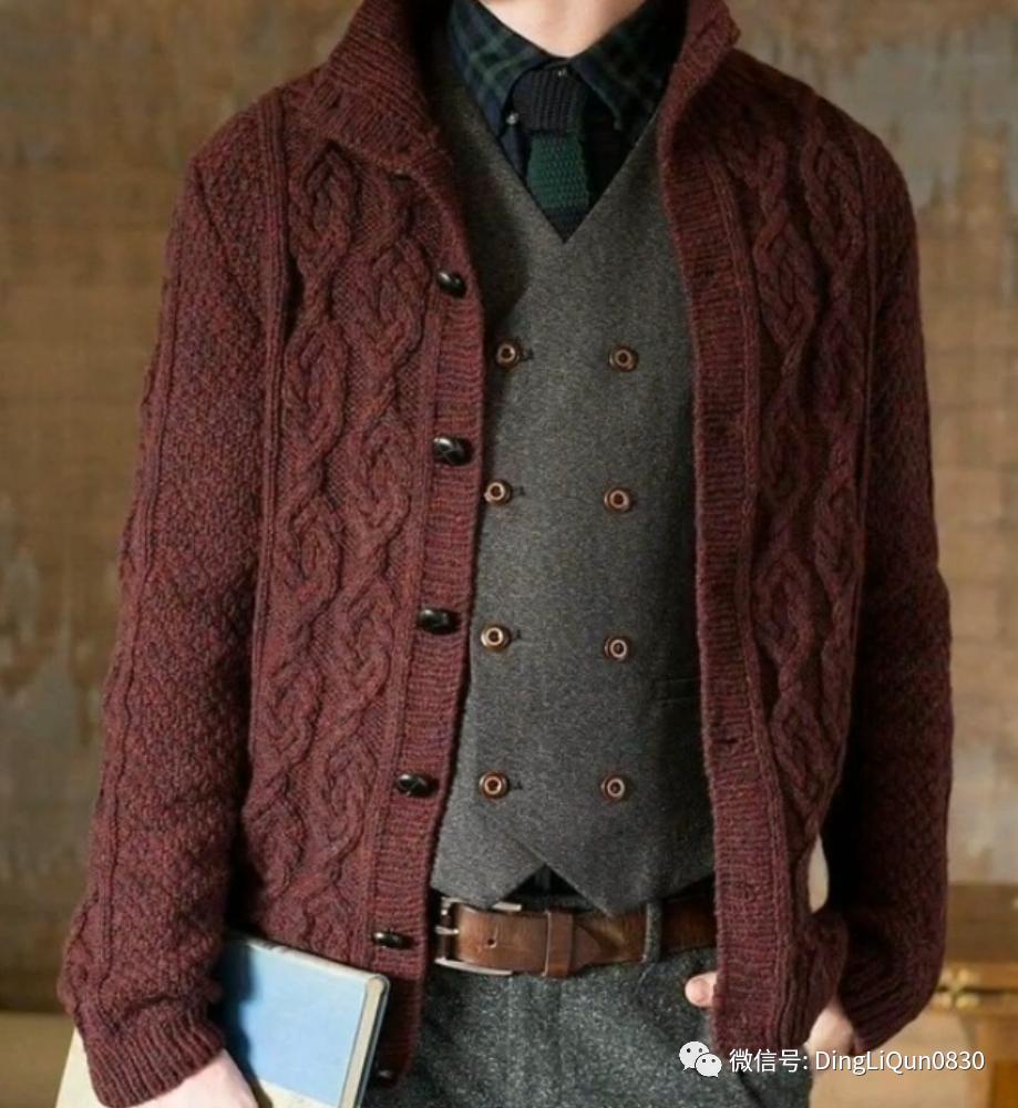 男式针织衫简单又好看的花样,编织教程男士高档中长开衫针织衫