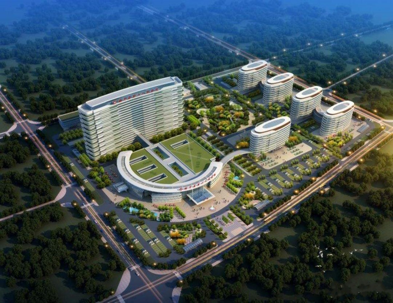 河南正在建设的一座医院,总用地面积200亩,设床位1000张