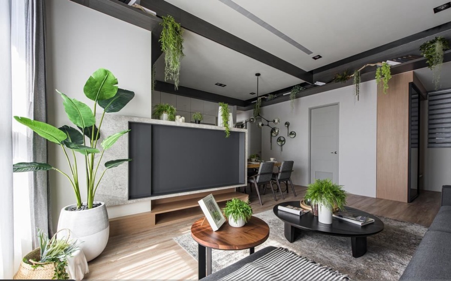 装修房子现代简约餐厅客厅柜,现代轻奢风餐厅隔断柜效果图大全