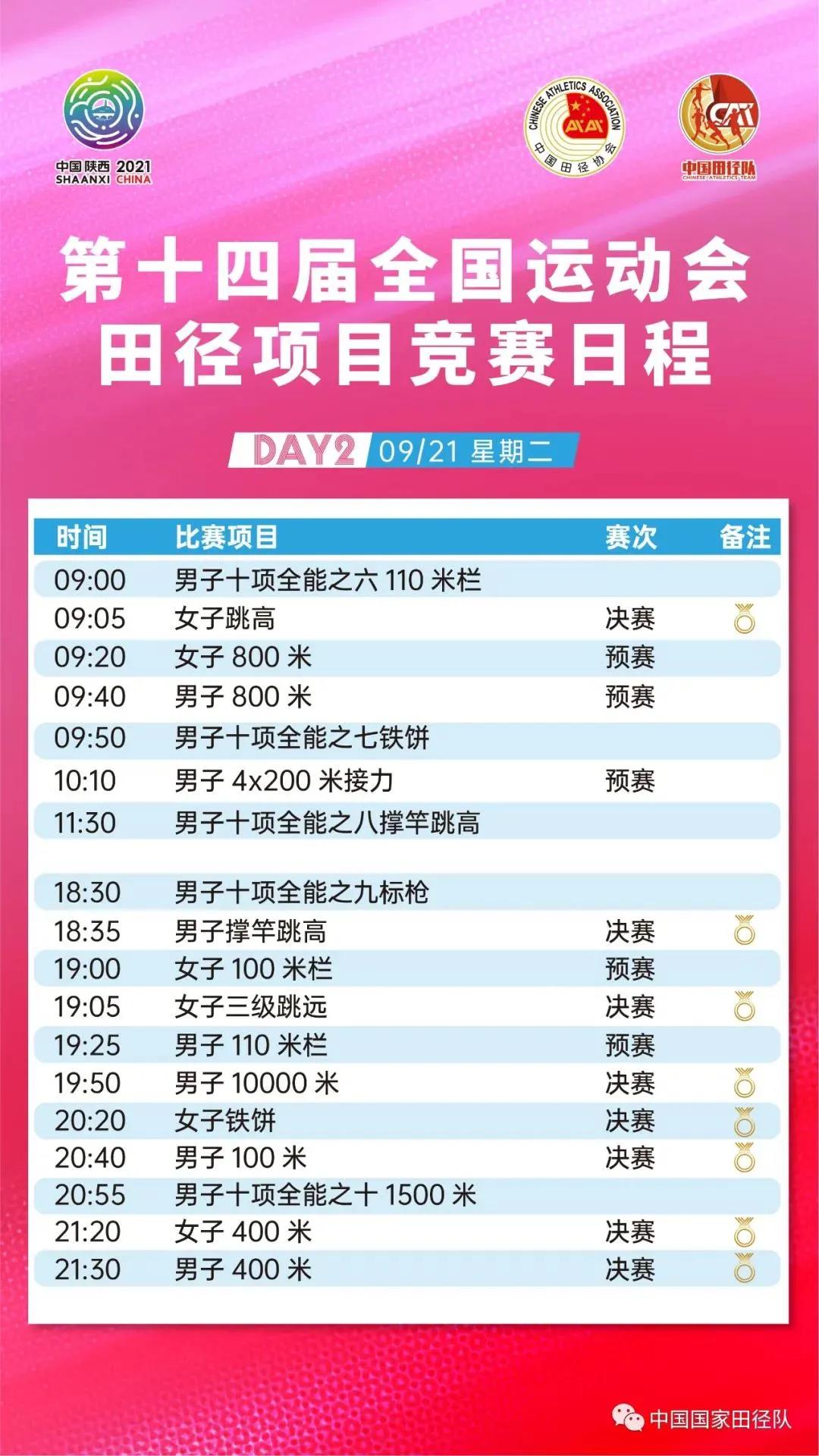 中国陕西2021全运会,2021全运会赛程时间表