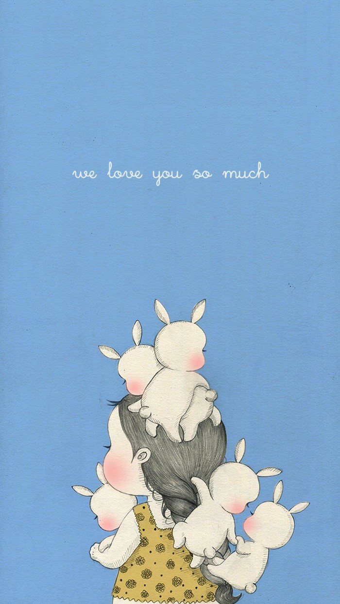 少女与兔子插画,兔子手绘创意插画