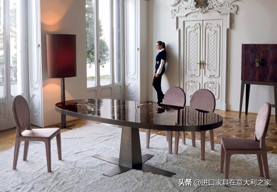 大理石餐桌一体轻奢设计,天然大理石奢石餐桌定制