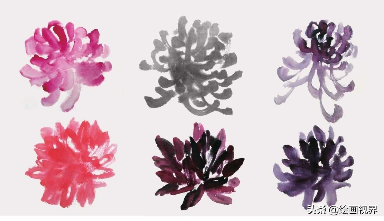 零基础国画（菊花）画法教程：学会这几点技法，几分钟画一朵菊花