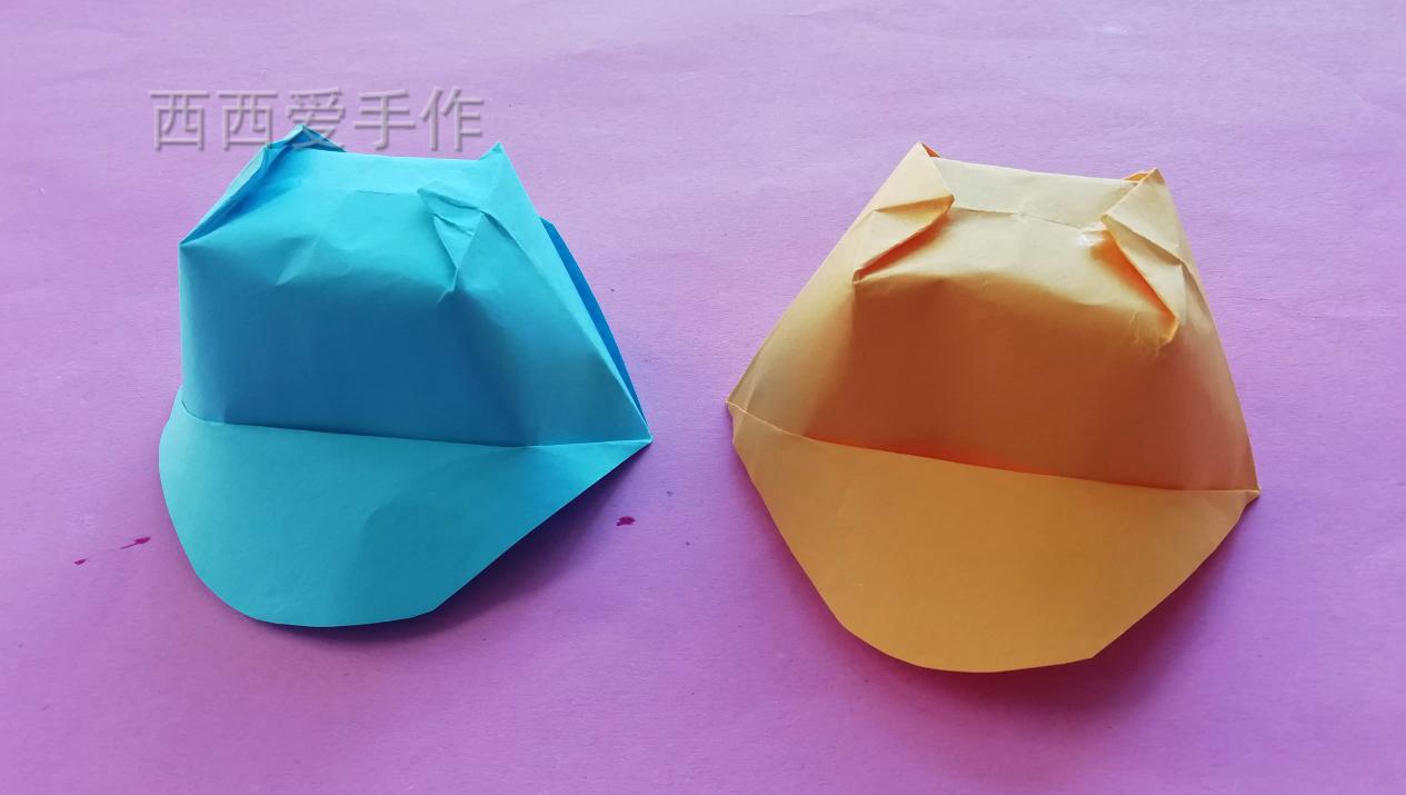 儿童简单折纸手工纸帽,怎样折最简单的棒球帽