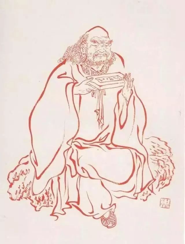 弘一法师的蓝底描金十八罗汉作品,弘一大师100万罗汉图写意