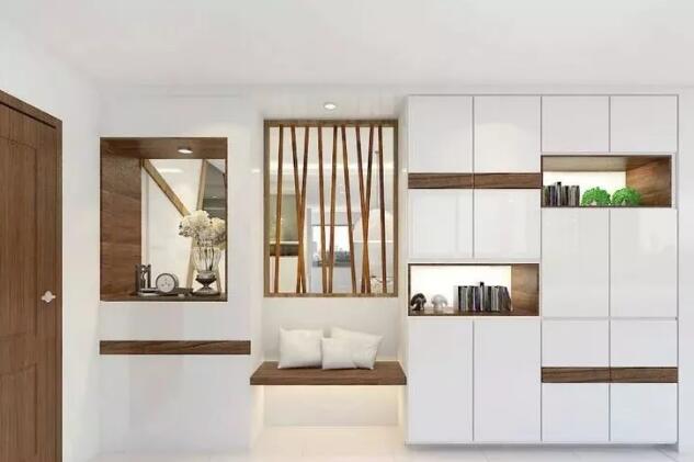 入户门厅造型设计,入户只能做一扇门的鞋柜怎么设计