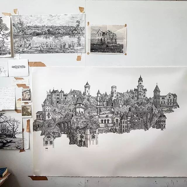 一幅画用掉上百支笔，看到最后成果这么震撼，也就不觉得心疼了