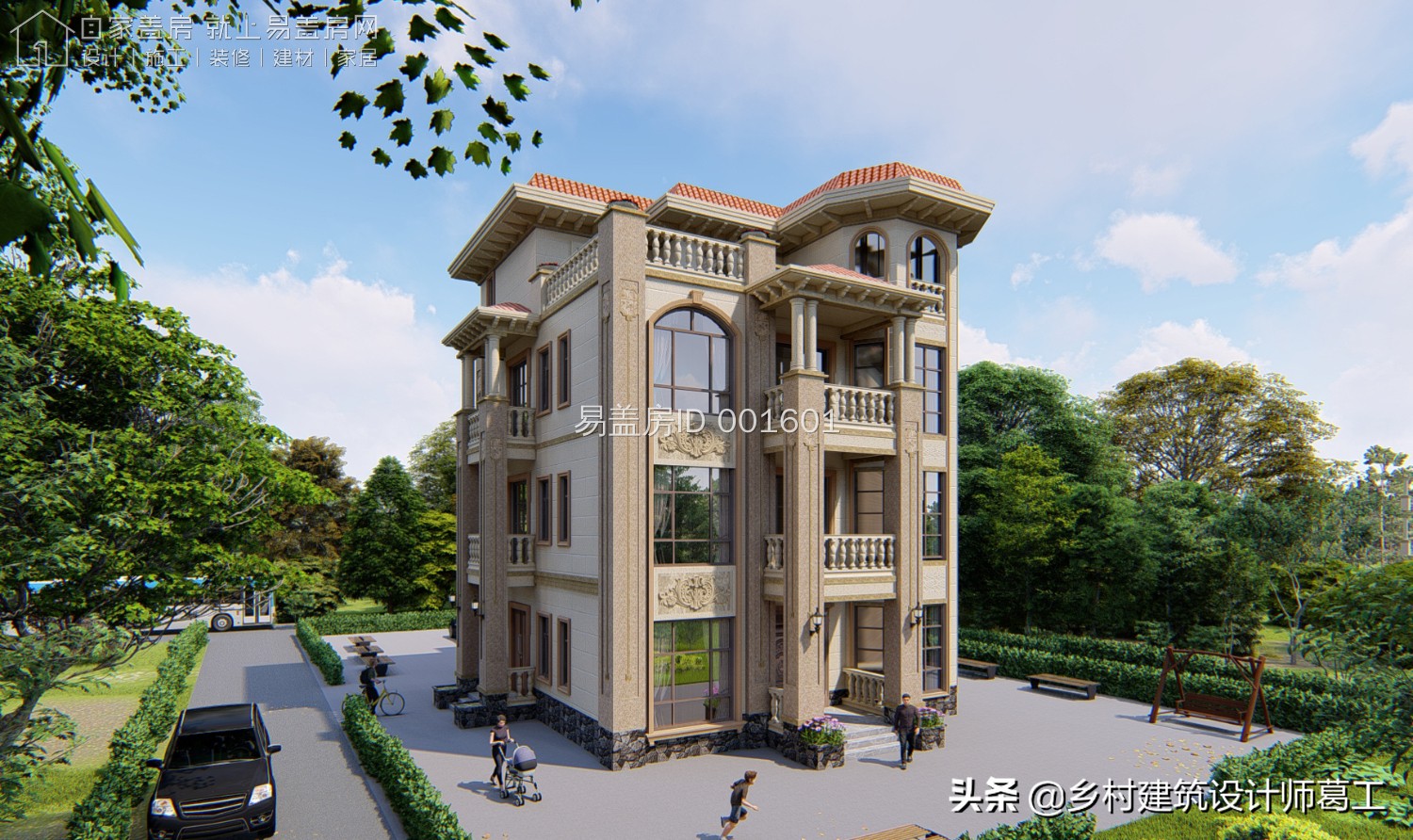 带堂屋神位独立厨房的二层半别墅,侧面独立厨房二层欧式别墅