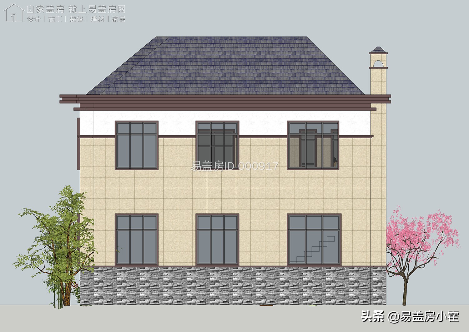 农村自建房2层欧式别墅设计,面宽10米欧式风格二层小别墅