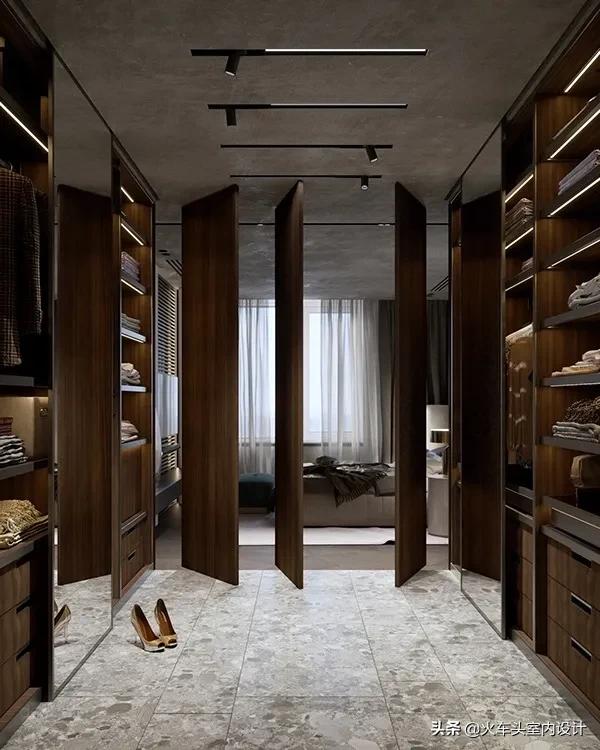 走入式衣帽间设计效果图轻奢风,轻奢简约大气衣帽间