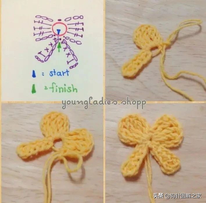 钩针蝴蝶结花样大全图解,钩针蝴蝶结教程全过程