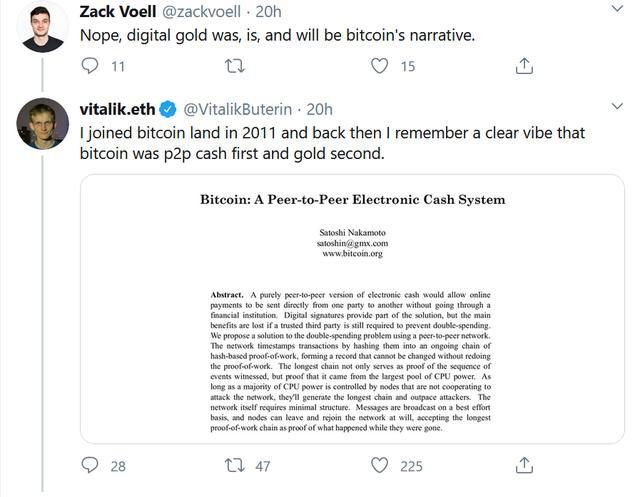 *币特比**是“现金”还是“黄金”，以太坊创始人V神掀起网络激辩