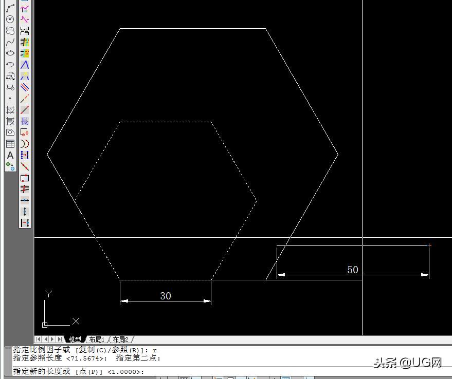 cad缩放命令怎么把图纸放图框里,cad中怎么使用缩放命令缩放六边形