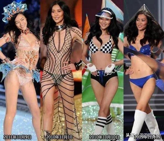 刘雯维密秀一套红蕾丝,走秀刘雯奚梦瑶维密