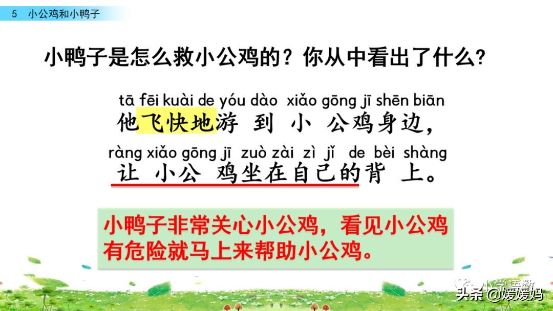 一年级小公鸡和小鸭子仿写句子,一年级小公鸡和小鸭子的看图写话