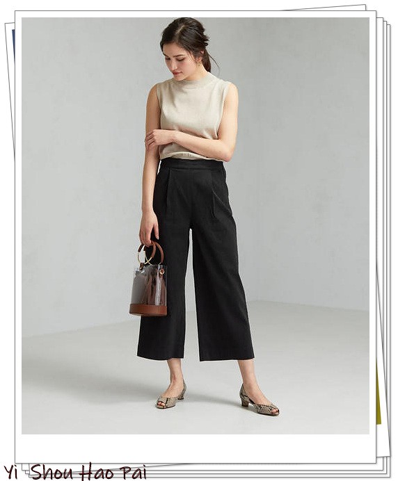 亚麻垂感裤搭配,杏色阔腿亚麻裤的搭配