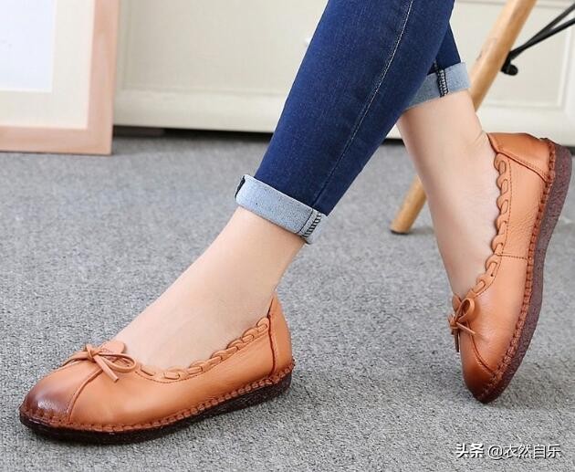舒适妈妈鞋软皮软底不磨脚,坡跟妈妈鞋真皮软底单鞋