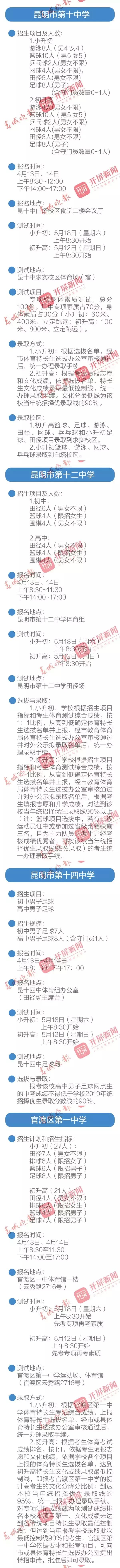 昆明体育特长生,2022年昆明市体育特长生招生明细
