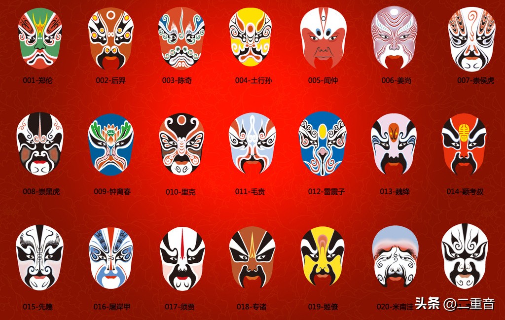 京剧人物脸谱100幅,京剧各色脸谱集合照