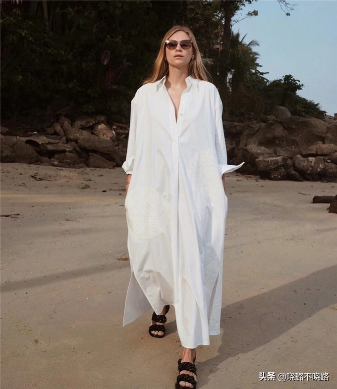 衬衫式小白裙气质高级显瘦,最近很火的高级感裙子