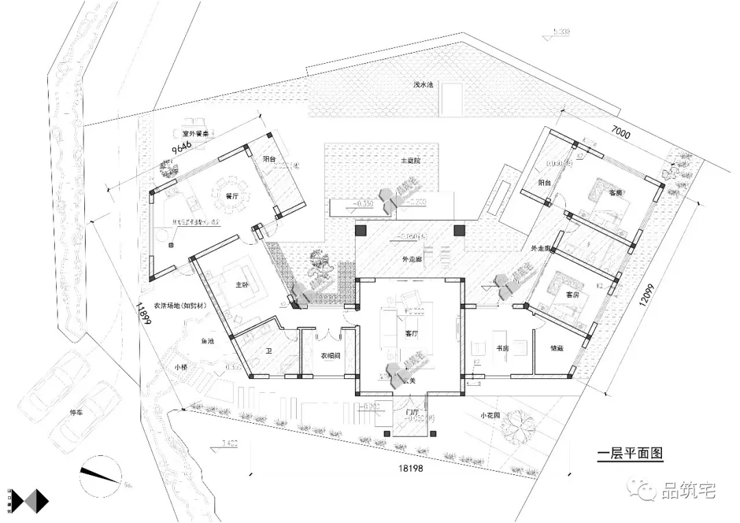 农村三合院五间正房效果图大全,2层中式三合院正房和厢房分开