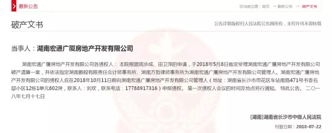 湖南知名房企破产,湖南2020年房企破产名单