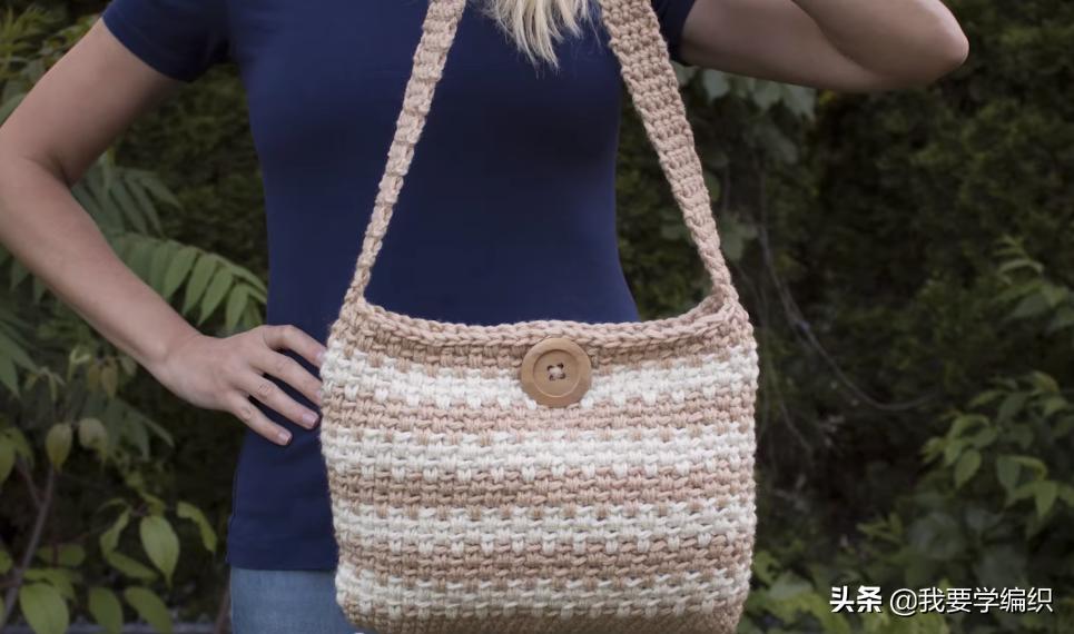 钩休闲包斜挎包女视频教程,钩休闲包包最新款女款