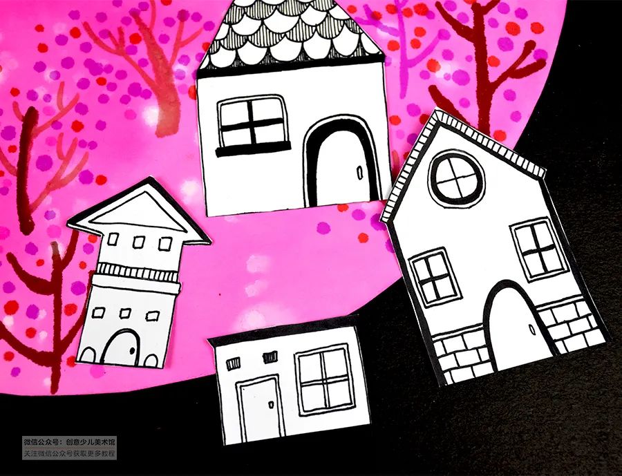 桃花源创意儿童画3-4岁,桃花源记儿童画线稿