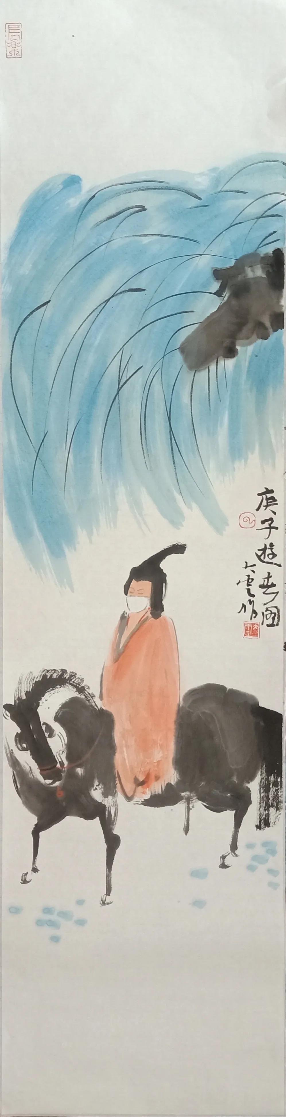 画家段云华的工笔画作品图片,书法大家珍贵挥毫视频