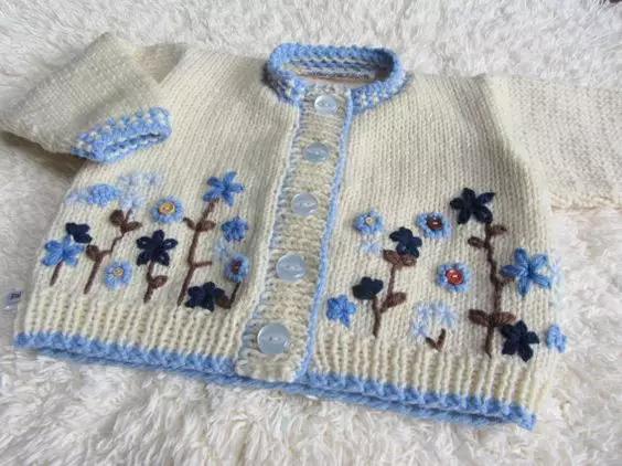 宝宝毛衣绣鱼图案,宝宝毛衣绣花朵图案