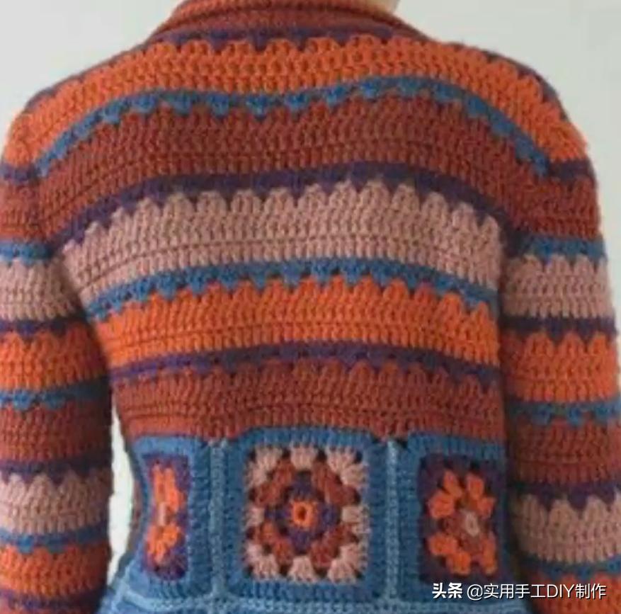 祖母方格编织长款外套教程,针织作品70款简约