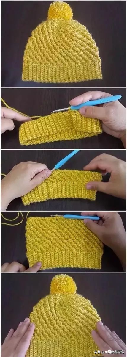 毛线编织有帽沿的冬帽,最新款毛线帽子编织教程日系帽