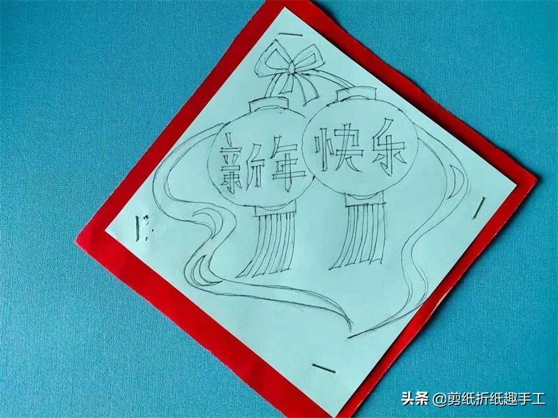 红灯笼花边灯笼剪纸技法教程,春节喜气洋洋大红灯笼高高挂