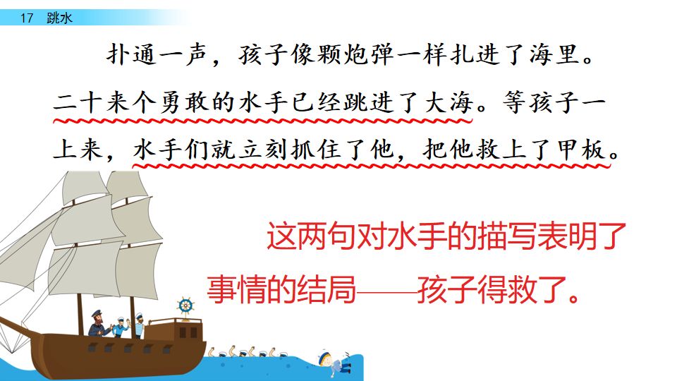 五年级语文17课跳水我想对船长说,五年级下册语文跳水重点讲解
