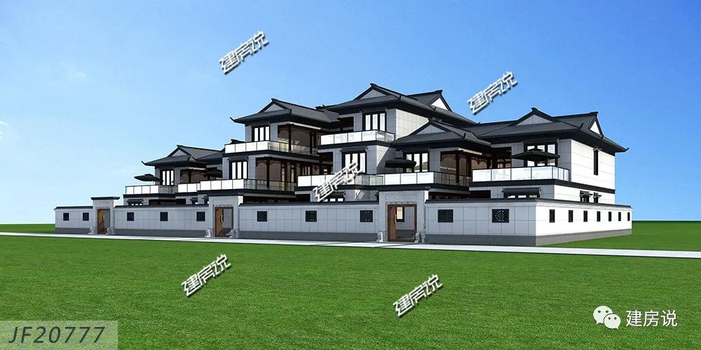 三层办公楼外观设计高端大气,二层中式风格办公楼