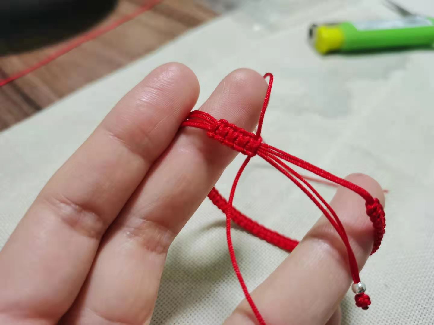 细手绳编转运珠手绳教程,红绳转运珠编绳教程